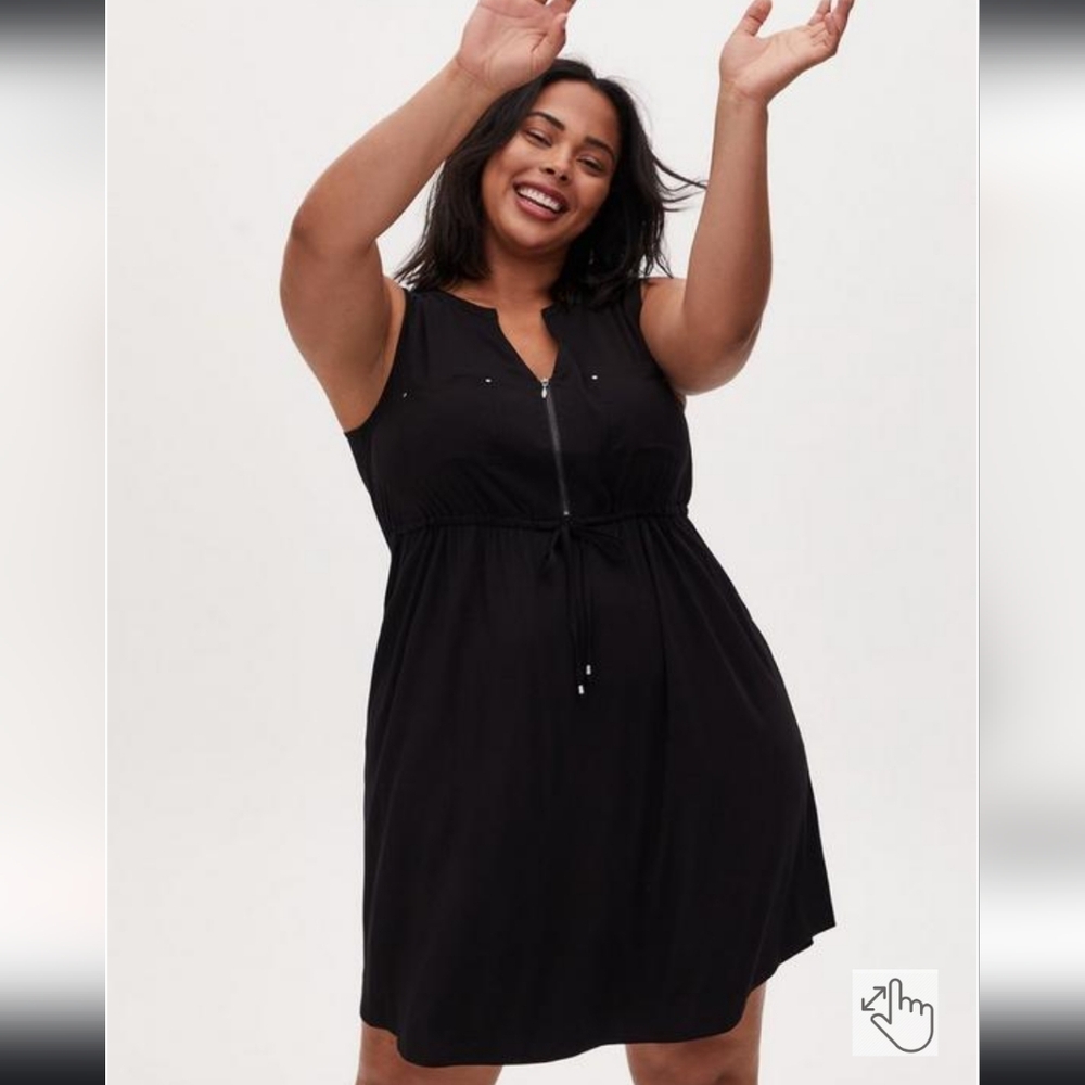 GREY - Mini Challis Zip-Front Shirt Dress